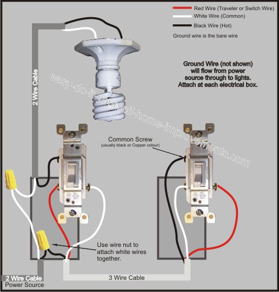 3-Way Switch Wiring Diagram Variation #3 : Electrical Online | electrical diagram for 3 way switch  