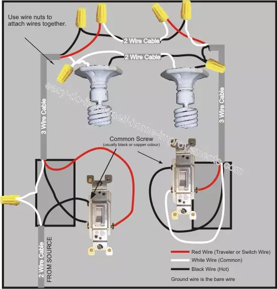 3 way switch with 3 lights diagram discount
